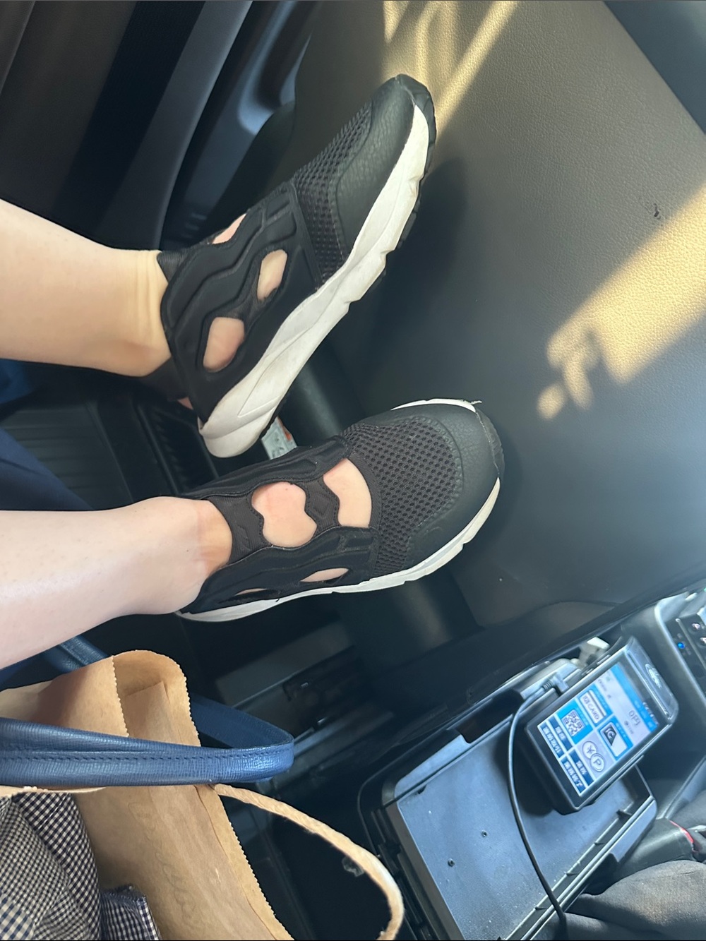 Reebok Black and White Slip-On Athletic Shoes